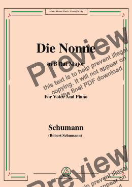 page one of Schumann-Die Nonne,in B flat Major,for Voice and Piano