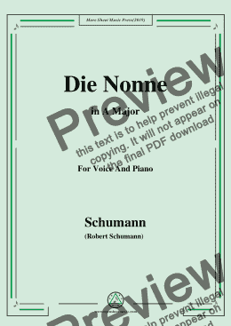 page one of Schumann-Die Nonne,in A Major,for Voice and Piano