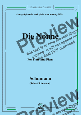 page one of Schumann-Die Nonne,for Flute and Piano