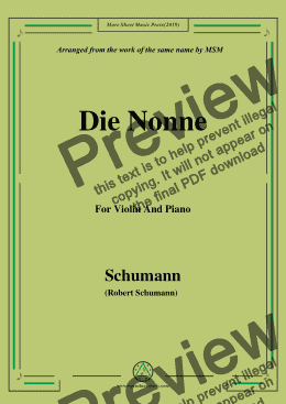 page one of Schumann-Die Nonne,for Violin and Piano