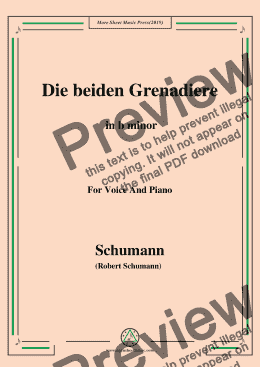 page one of Schumann-Die beiden Grenadiere,in b minor,for Voice and Piano