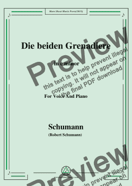 page one of Schumann-Die beiden Grenadiere,in c minor,for Voice and Piano
