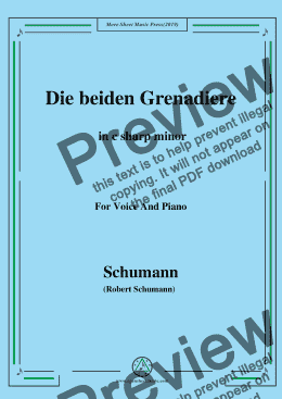 page one of Schumann-Die beiden Grenadiere,in c sharp minor,for Voice and Piano
