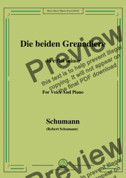 page one of Schumann-Die beiden Grenadiere,in e flat minor,for Voice and Piano