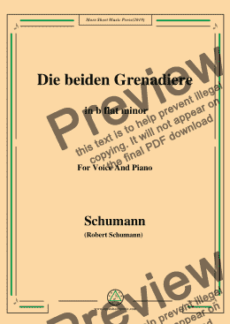 page one of Schumann-Die beiden Grenadiere,in b flat minor,for Voice and Piano