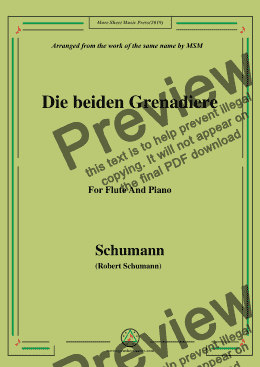 page one of Schumann-Die beiden Grenadiere,for Flute and Piano