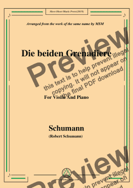 page one of Schumann-Die beiden Grenadiere,for Violin and Piano