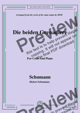 page one of Schumann-Die beiden Grenadiere,for Cello and Piano