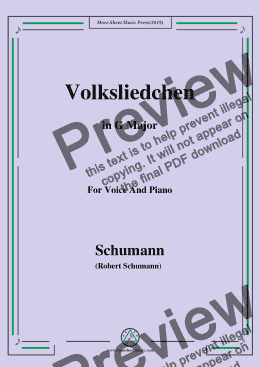 page one of Schumann-Volksliedchen,in G Major,for Voice and Piano