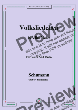 page one of Schumann-Volksliedchen,in A flat Major,for Voice and Piano