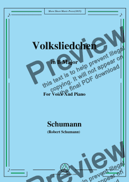 page one of Schumann-Volksliedchen,in B Major,for Voice and Piano
