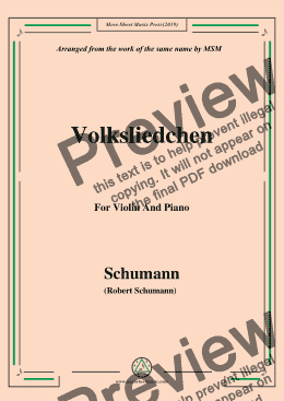 page one of Schumann-Volksliedchen,for Violin and Piano