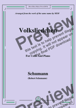 page one of Schumann-Volksliedchen,for Cello and Piano