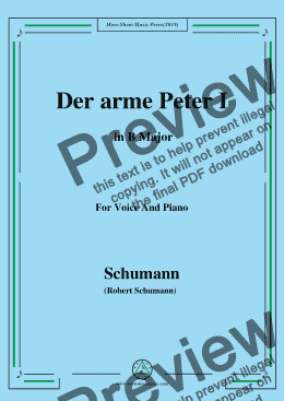 page one of Schumann-Der arme Peter 1,in B Major,for Voice and Piano