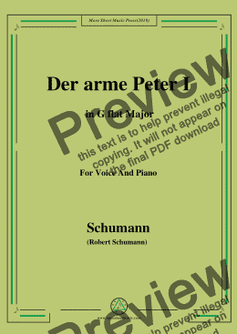 page one of Schumann-Der arme Peter 1,in G flat Major,for Voice and Piano
