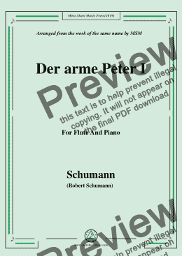 page one of Schumann-Der arme Peter 1,for Flute and Piano