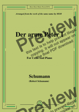 page one of Schumann-Der arme Peter 1,for Cello and Piano