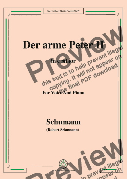 page one of Schumann-Der arme Peter 2,in e minor,for Voice and Piano