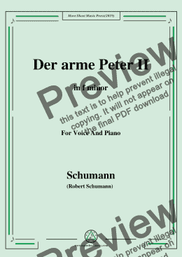 page one of Schumann-Der arme Peter 2,in f minor,for Voice and Piano