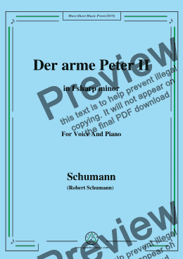 page one of Schumann-Der arme Peter 2,in f sharp minor,for Voice and Piano