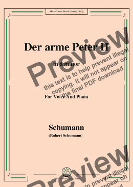 page one of Schumann-Der arme Peter 2,in d minor,for Voice and Piano
