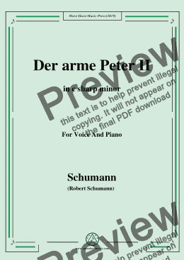 page one of Schumann-Der arme Peter 2,in c sharp minor,for Voice and Piano