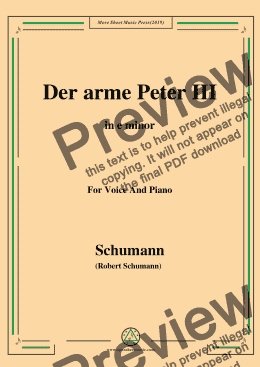 page one of Schumann-Der arme Peter 3,in e minor,for Voice and Piano