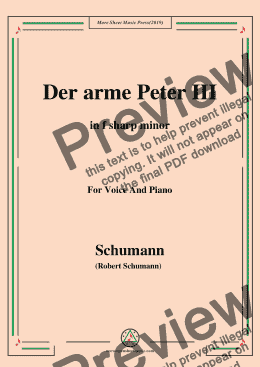 page one of Schumann-Der arme Peter 3,in f sharp minor,for Voice and Piano