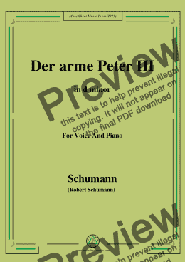 page one of Schumann-Der arme Peter 3,in d minor,for Voice and Piano