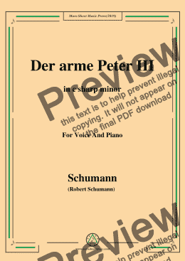 page one of Schumann-Der arme Peter 3,in c sharp minor,for Voice and Piano