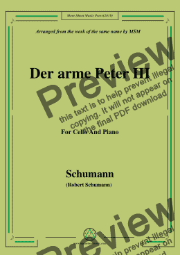 page one of Schumann-Der arme Peter 3,for Cello and Piano