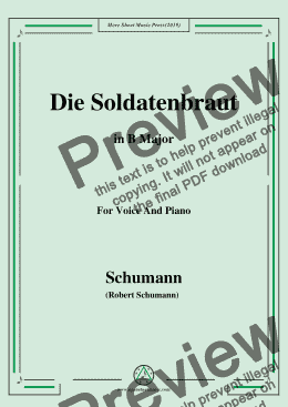 page one of Schumann-Die Soldntenbraut,in B Major,for Voice and Piano