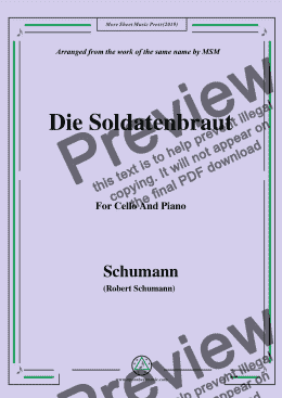 page one of Schumann-Die Soldntenbraut,for Cello and Piano