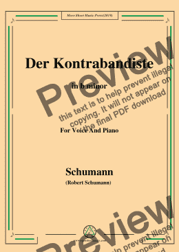 page one of Schumann-Der Kontrabandiste,in b minor,for Voice and Piano