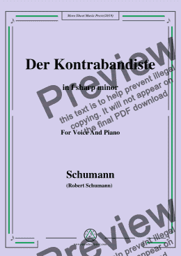 page one of Schumann-Der Kontrabandiste,in f sharp minor,for Voice and Piano