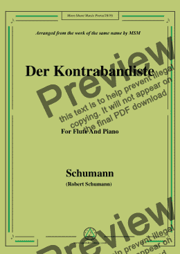 page one of Schumann-Der Kontrabandiste,for Flute and Piano