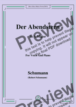 page one of Schumann-Der Abendstern,in A Major,Op.79,No.1,for Voice and Piano