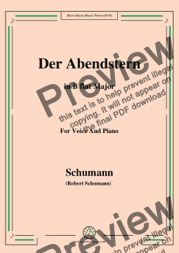 page one of Schumann-Der Abendstern,in B flat Major,Op.79,No.1,for Voice and Piano