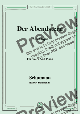 page one of Schumann-Der Abendstern,in B Major,Op.79,No.1,for Voice and Piano