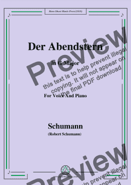 page one of Schumann-Der Abendstern,in G Major,Op.79,No.1,for Voice and Piano