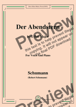page one of Schumann-Der Abendstern,in G flat Major,Op.79,No.1,for Voice and Piano