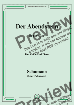 page one of Schumann-Der Abendstern,in F Major,Op.79,No.1,for Voice and Piano