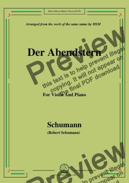 page one of Schumann-Der Abendstern,Op.79,No.1,for Violin and Piano