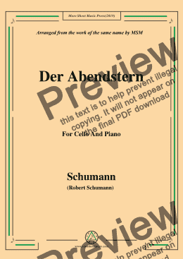 page one of Schumann-Der Abendstern,Op.79,No.1,for Cello and Piano