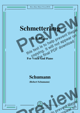 page one of Schumann-Schmetterling,in E Major,Op.79,No.2,for Voice and Piano