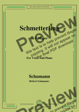 page one of Schumann-Schmetterling,in F Major,Op.79,No.2,for Voice and Piano