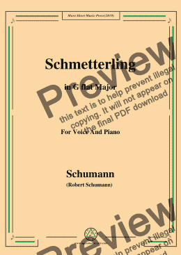 page one of Schumann-Schmetterling,in G flat Major,Op.79,No.2,for Voice and Piano