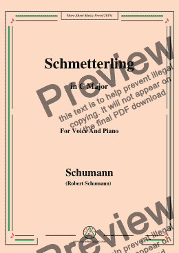 page one of Schumann-Schmetterling,in C Major,Op.79,No.2,for Voice and Piano