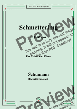 page one of Schumann-Schmetterling,in B Major,Op.79,No.2,for Voice and Piano