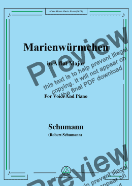 page one of Schumann-Marienwürmchen,in A flat Major,Op.79,No.14,for Voice and Piano